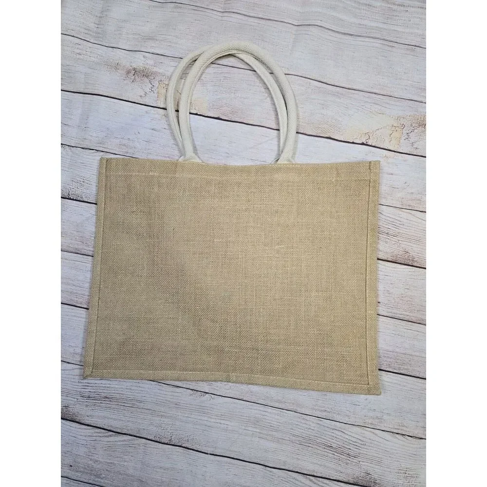Bride Burlap tote bag closure‎ canvas handle